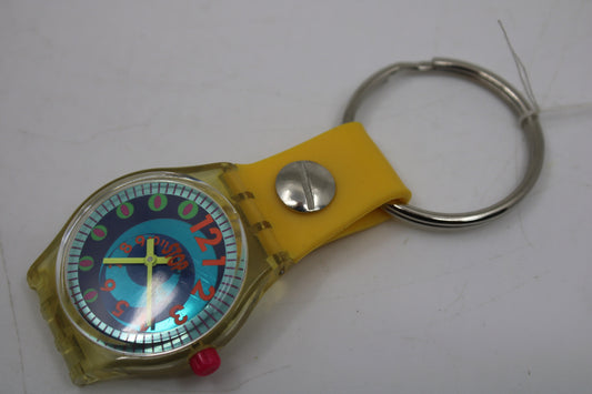 Unique, Vintage Swatch Keychain, SSK105, 1993, 'Andale', made from recycled, NON-working Gents Swatch watch