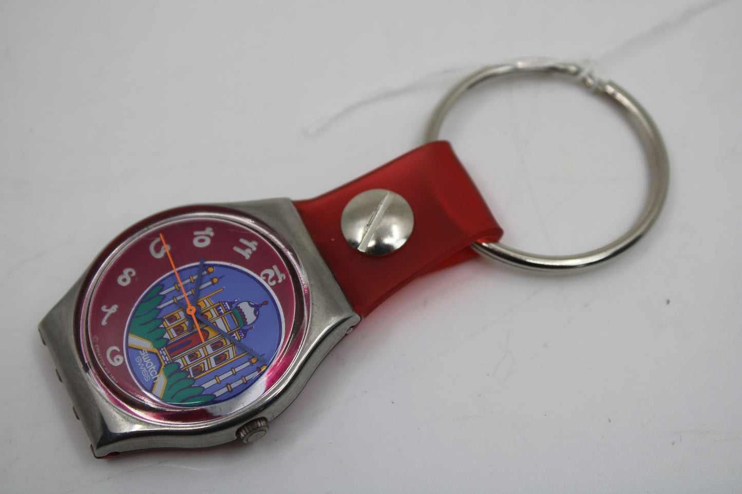 Unique, Vintage Swatch Keychain, GX125, 1993, 'Dehli', made from recycled, NON-working Gents Swatch watch
