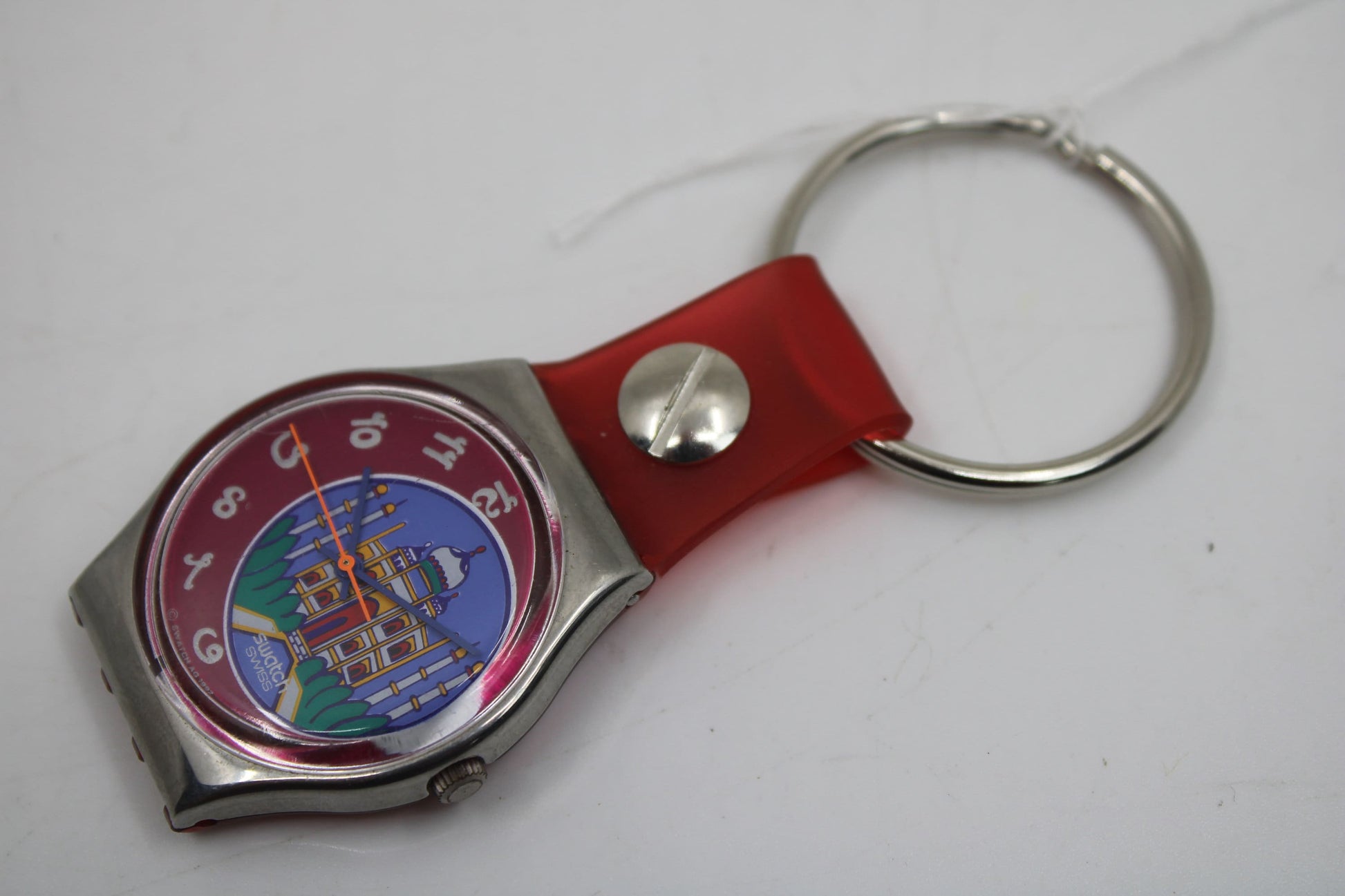 Unique, Vintage Swatch Keychain, GX125, 1993, 'Dehli', made from recycled, NON-working Gents Swatch watch