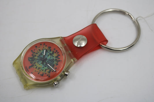 Unique, Vintage Swatch Keychain, GK902, 1997, 'Anemone', made from recycled, NON-working Gents Swatch watch