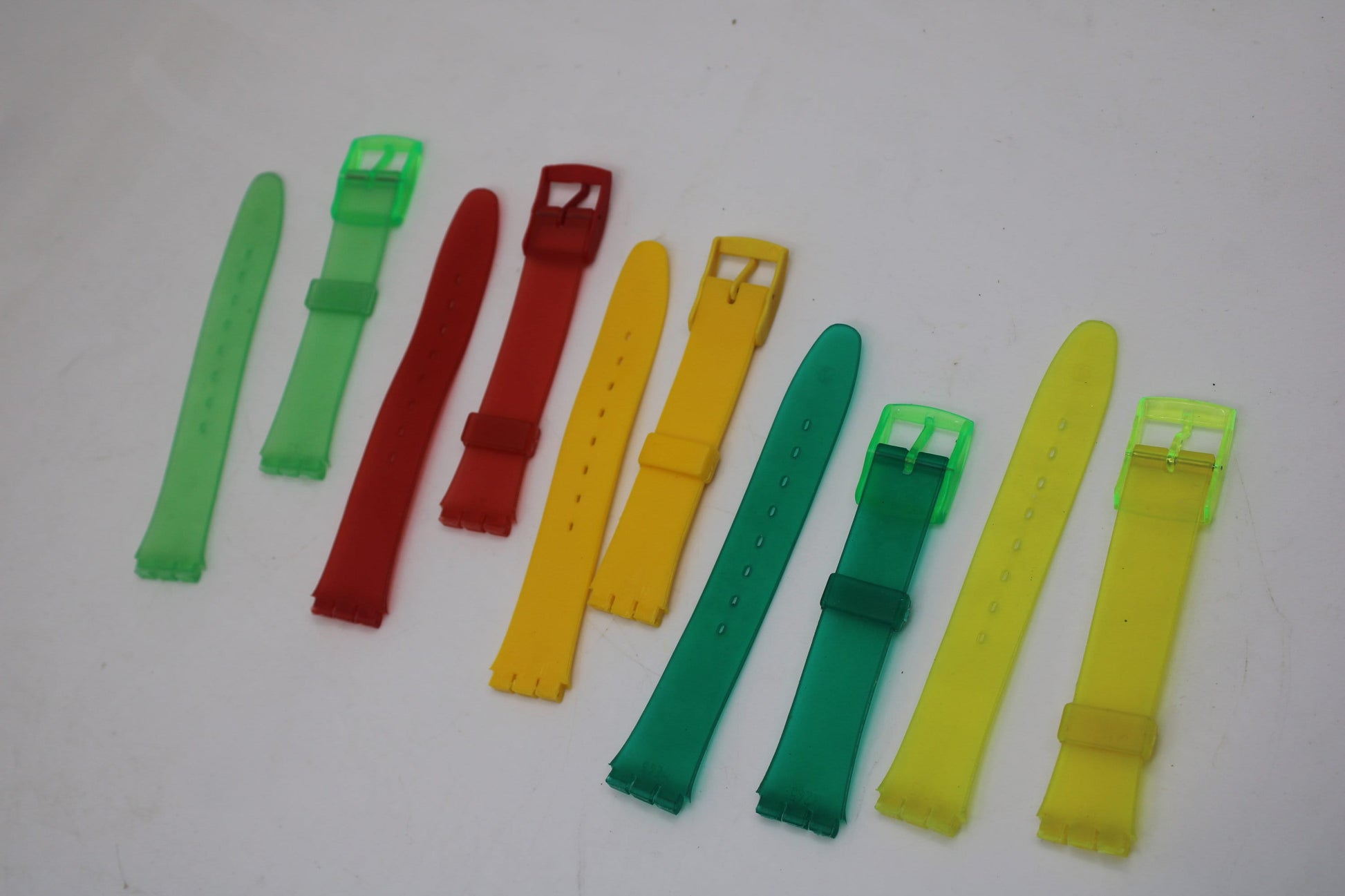 Set of 7, NON-original, NON-Swatch, 17mm Gents Swatch straps, new and UNWORN
