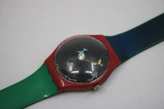 1994, Vintage Gents Swatch. 'Crystal Surprise' GZ129 with convex glass, much used condition, working 100%,