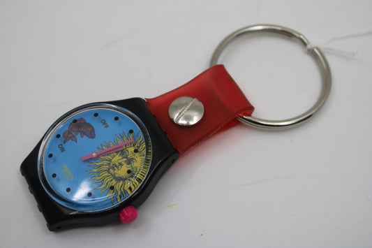 Unique, Vintage Swatch Keychain, SLB101, 1993, 'Europe in Concert', made from recycled, NON-working Gents Swatch watch