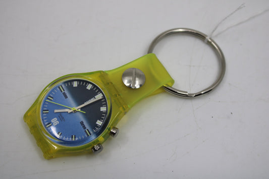 Unique, Vintage Swatch Keychain, GJ901, 2001, 'Doppio Uso', made from recycled, NON-working Gents Swatch watch
