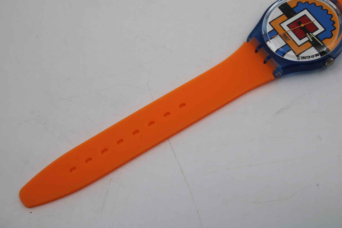 1993 NEW OLD STOCK 'Paella', GN129, working 100% nice early 90s vintage Gents Swatch, Brandnew, Non-Original Strap