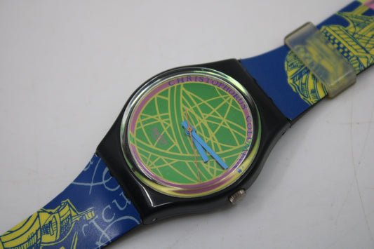 1991 Vintage Gents Swatch 'The Globe' GB137, Nice, Used Condition, working 100% with the ORIGINAL strap
