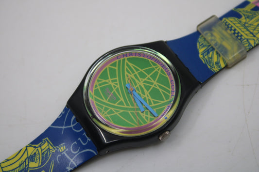 1991 Vintage Gents Swatch 'The Globe' GB137, Nice, Used Condition, working 100% with the ORIGINAL strap