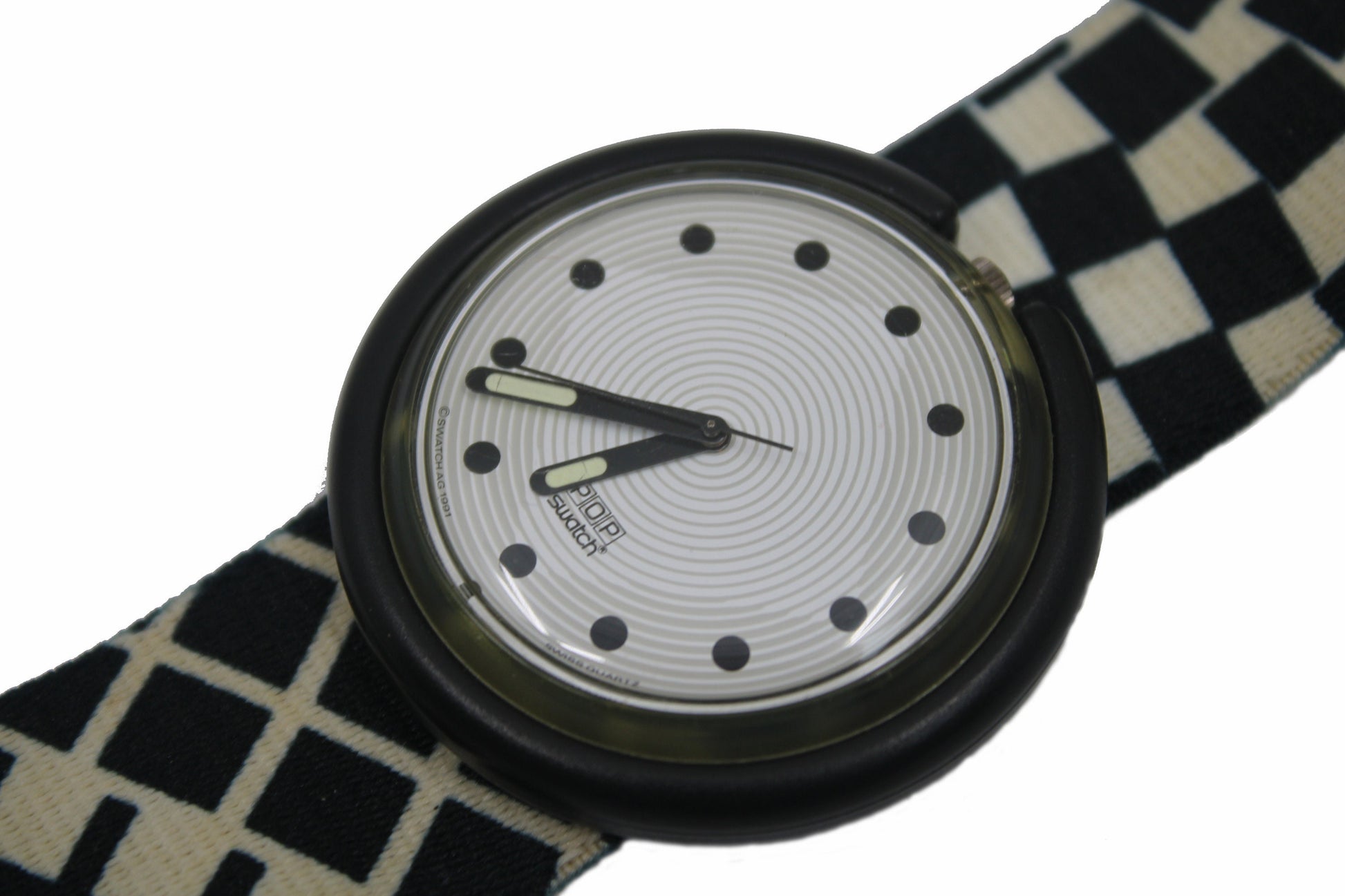 Vintage 1992 PWK167 Pop Swatch, 'Squares', VERY nice, used condition, NO box, Working 100%