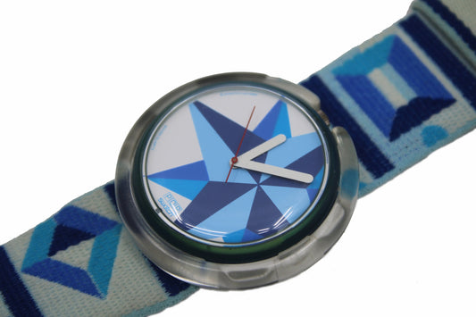 Vintage 1990 PWN100 Pop Swatch, 'Icecapade', VERY nice, used condition, NO box, Working 100%