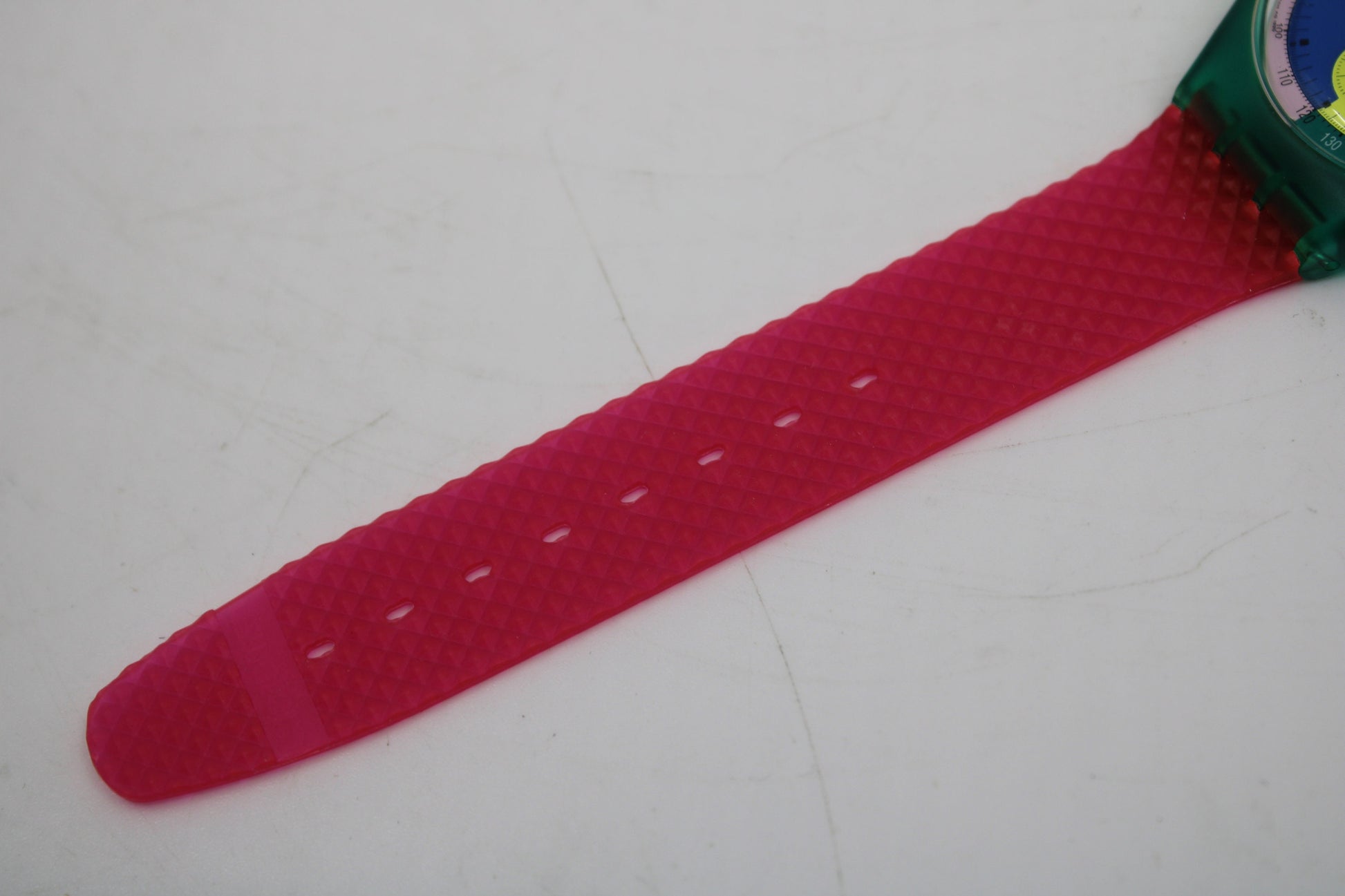 NEW, Unused 1991 Swatch Flash Arrow wristwatch, SCL100 Fluorescent Chronograph, Original Strap