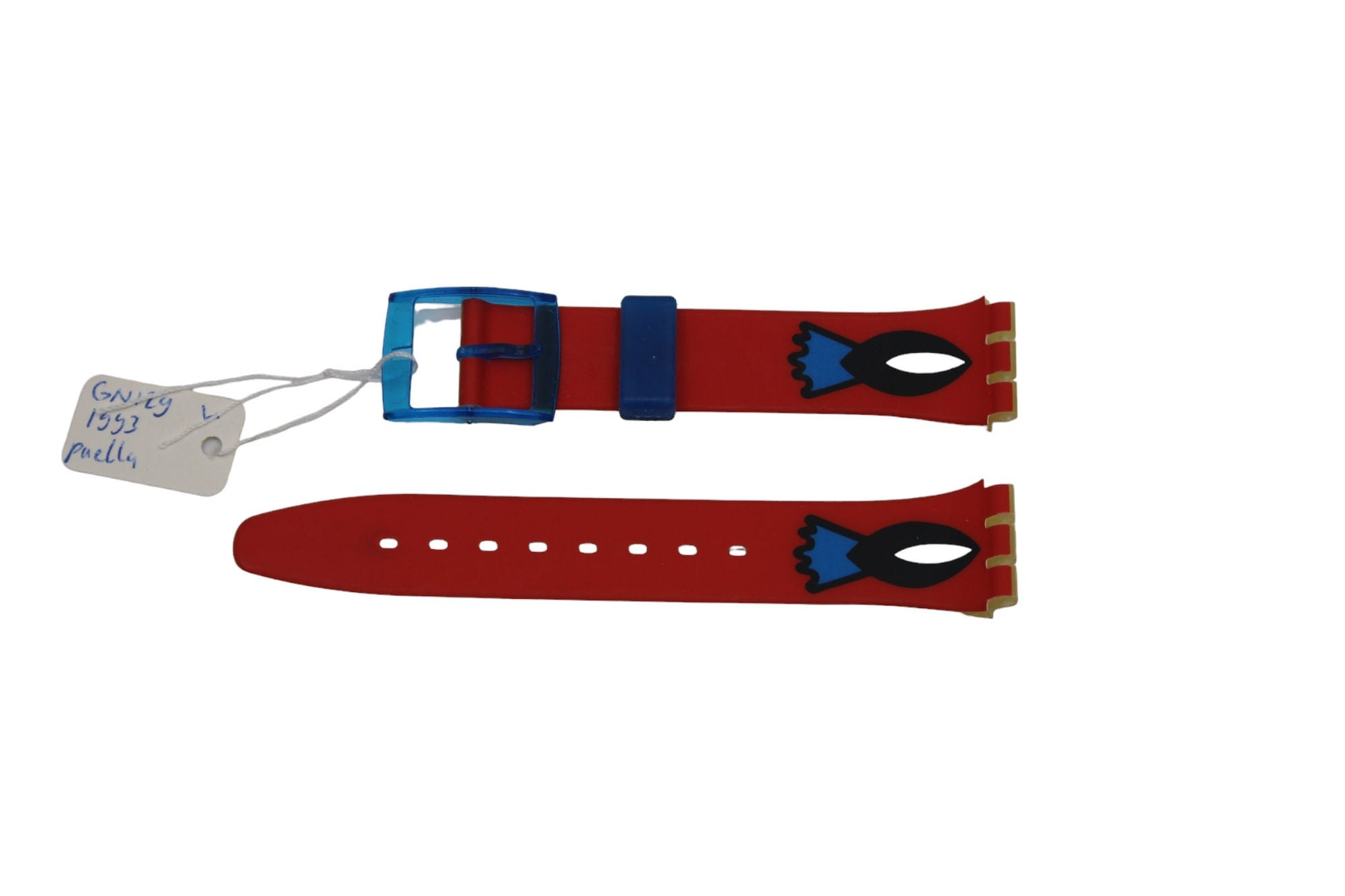 1993, Vintage Swatch CRACKED Strap, 'Paella', GN129, 17mm, Gents, New Old Stock