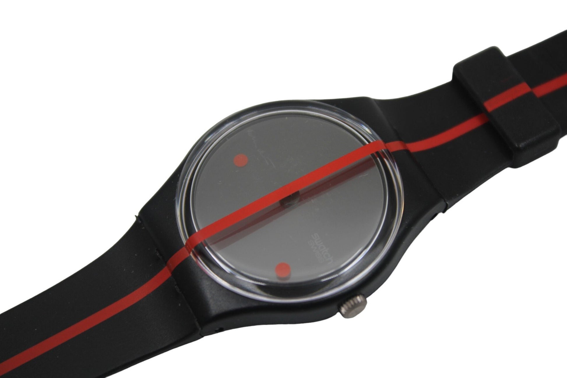 1991 Vintage Gents Swatch '360 Rosso Sur Blackout' GZ119, new old stock, never worn, working 100%, original strap