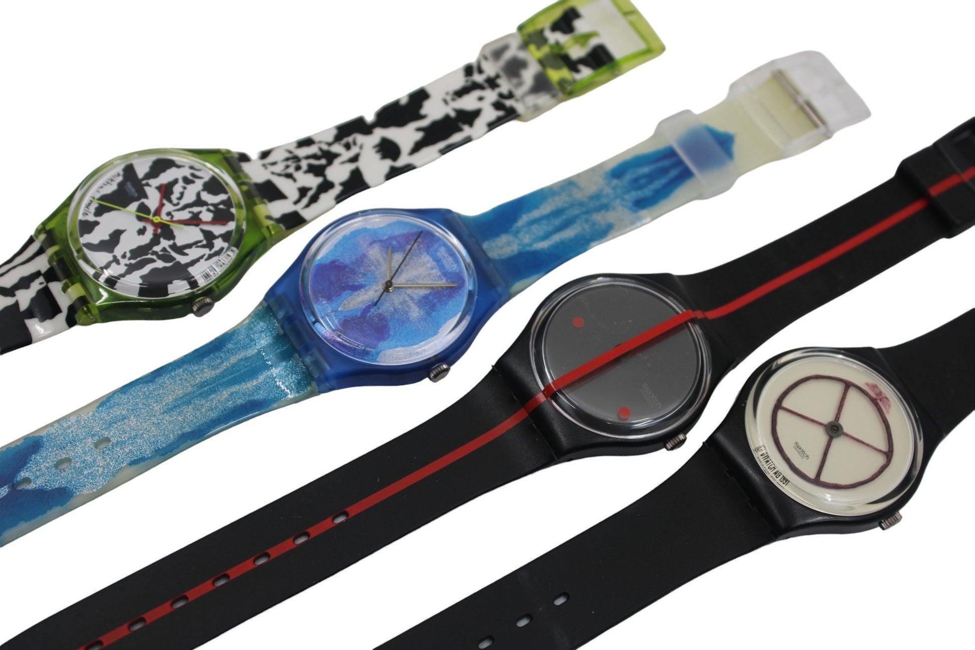 1991 Vintage Gents Swatch SET of 4, 700 yrs Switzerland, new old stock, never worn, working 100%, original strap