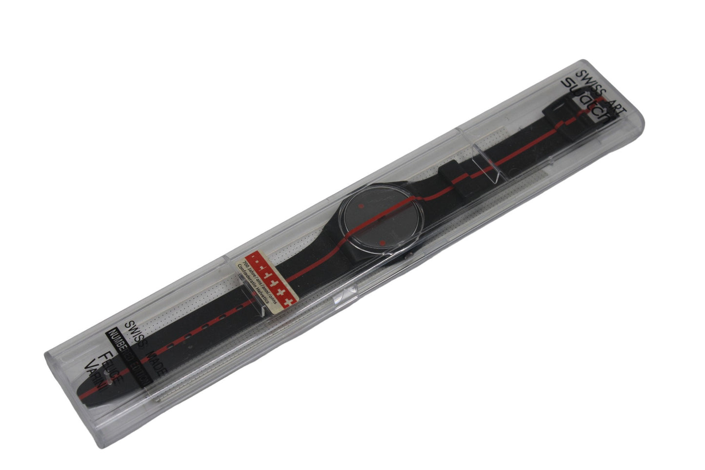 1991 Vintage Gents Swatch '360 Rosso Sur Blackout' GZ119, new old stock, never worn, working 100%, original strap