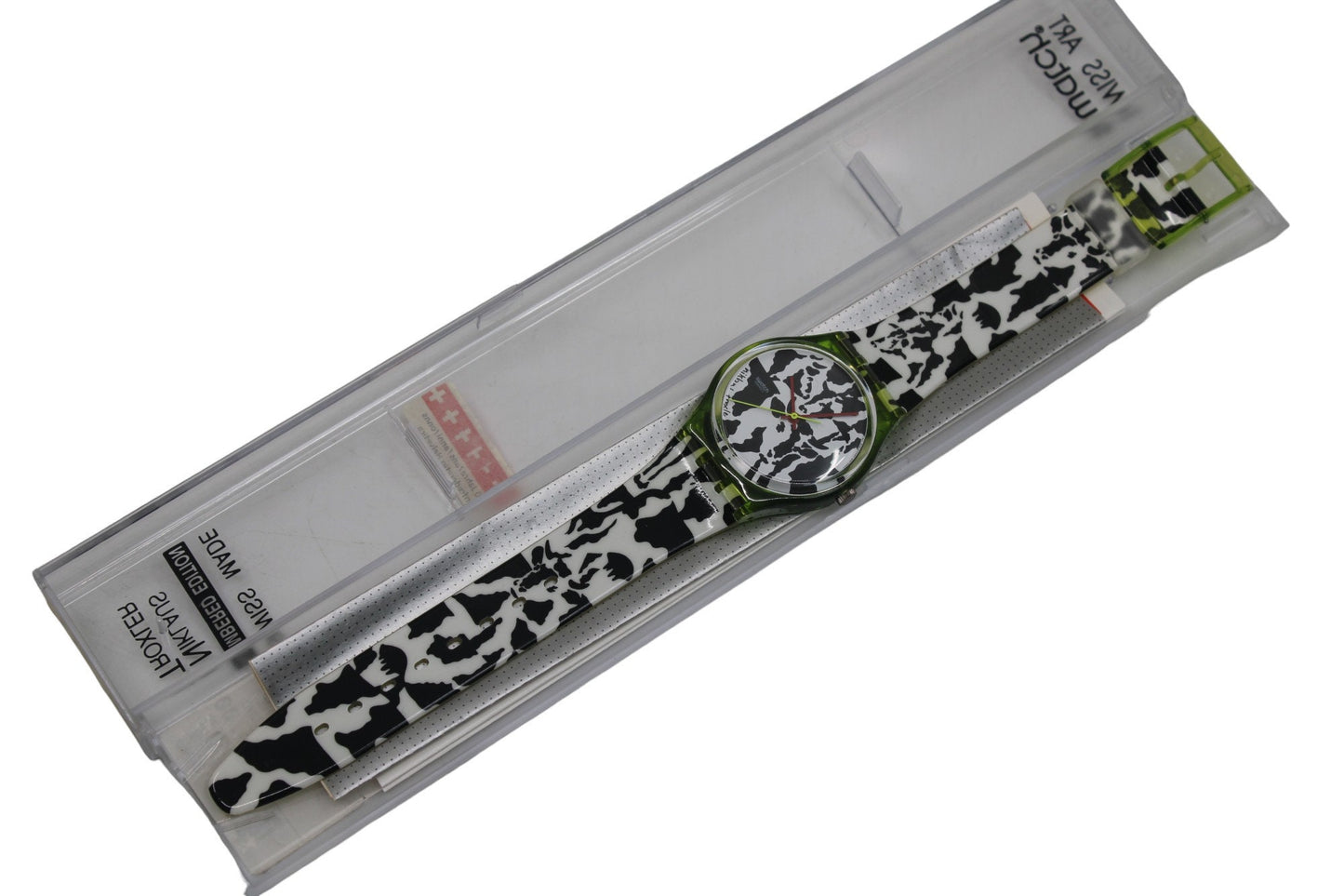 1991 Vintage Gents Swatch 'Flaeck' GZ117, new old stock, never worn, working 100%, original strap