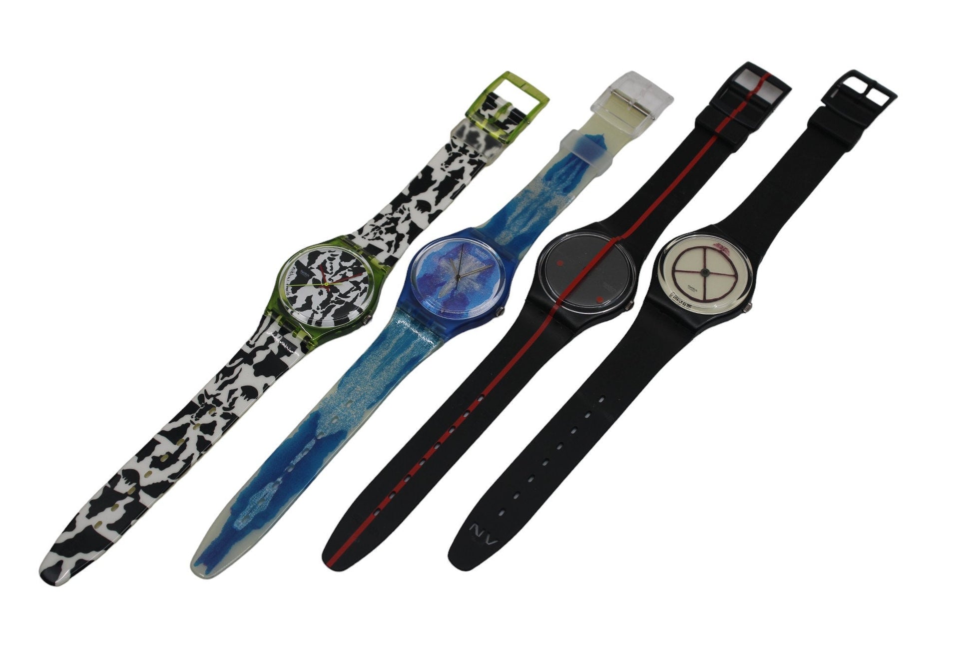 1991 Vintage Gents Swatch SET of 4, 700 yrs Switzerland, new old stock, never worn, working 100%, original strap