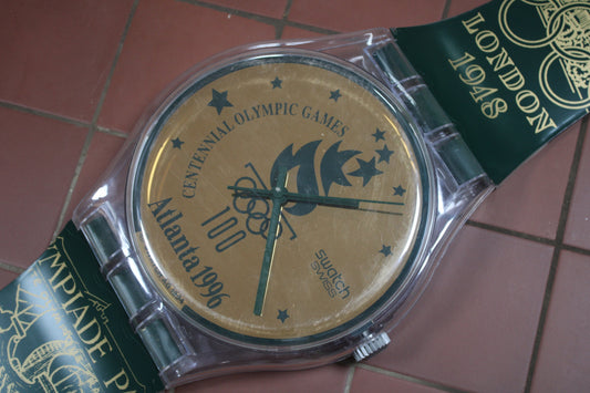 VERY GOOD condition 1996 Maxi Swatch, 'Atlanta 1996', MGZ139 unique, Super Good Condition, working 100%