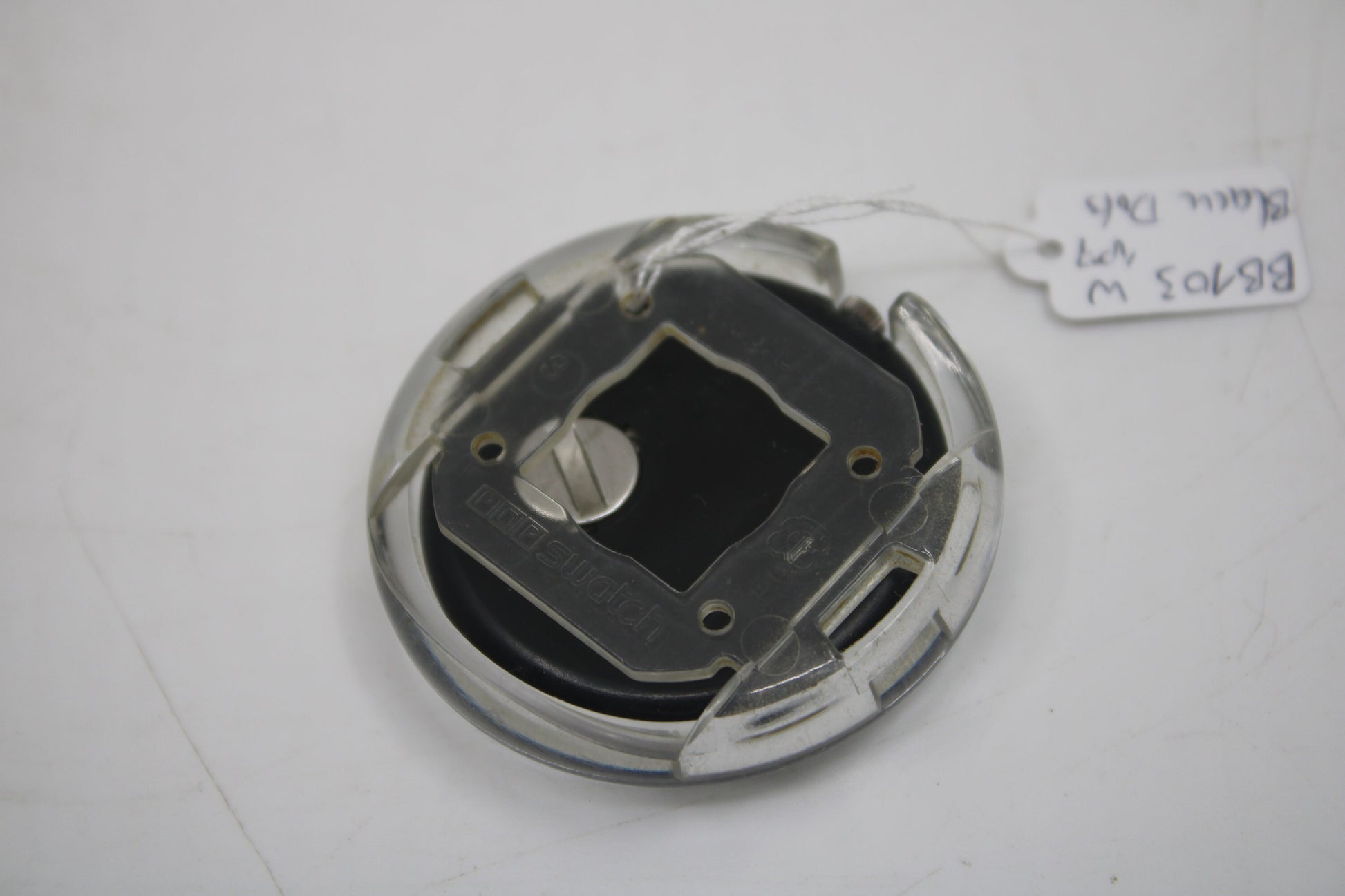 1987, Swatch, PopSwatch, 'Black Dots', BB103, nice, much used condition, NO strap, watch + ring only