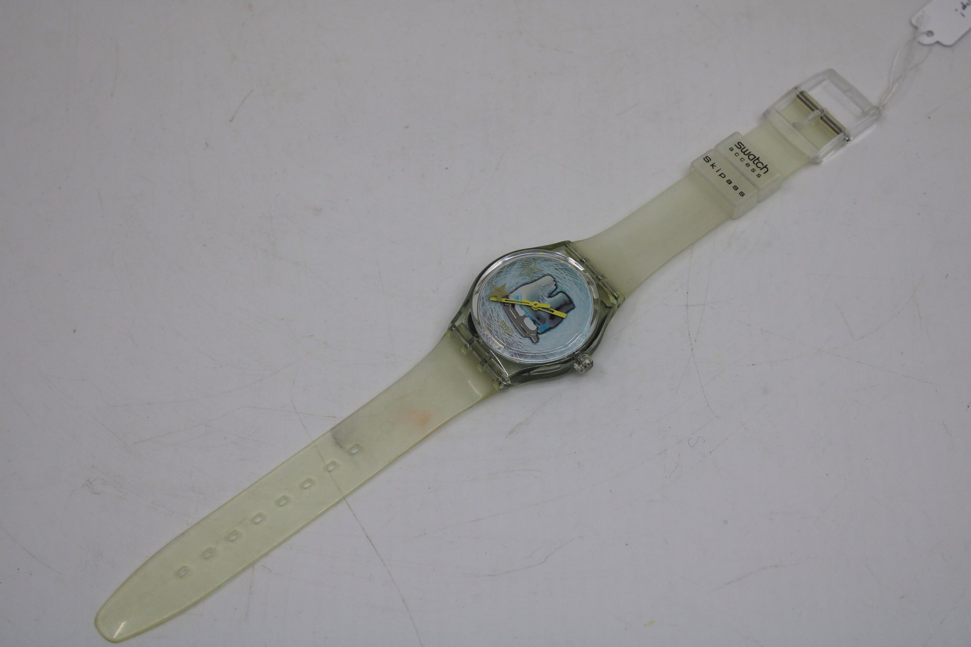 Vintage Olympic Musicall Swatch 'Katarina Witt' SLZ105, NEW OLD STOCK, working 100% with new Swatch strap