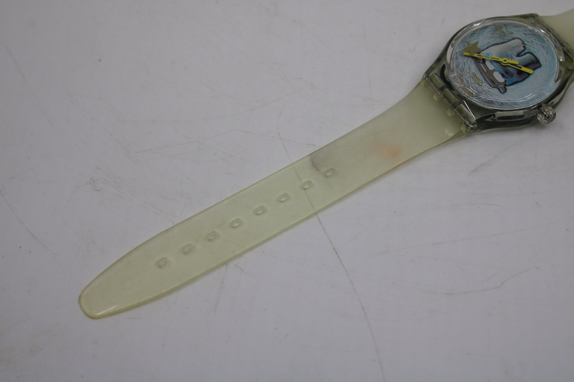 Vintage Olympic Musicall Swatch 'Katarina Witt' SLZ105, NEW OLD STOCK, working 100% with new Swatch strap