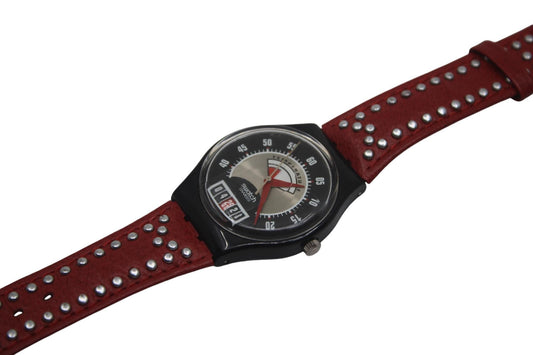 1995 Swatch Gents 'Red Flame' GB418, 100% working, Very Nice Used condition with the original strap