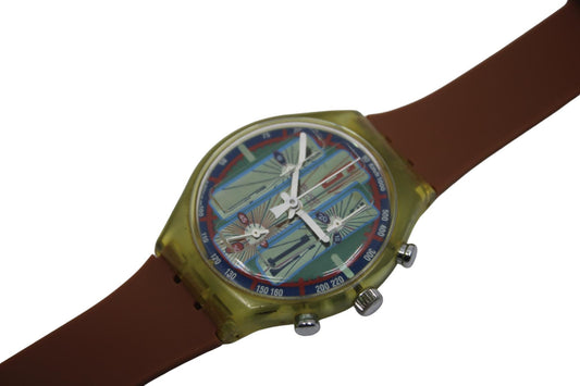 1994 Early 'Tyrone' vintage Gents Chrono Swatch SCG105, Much Used Condition, new, non-original strap