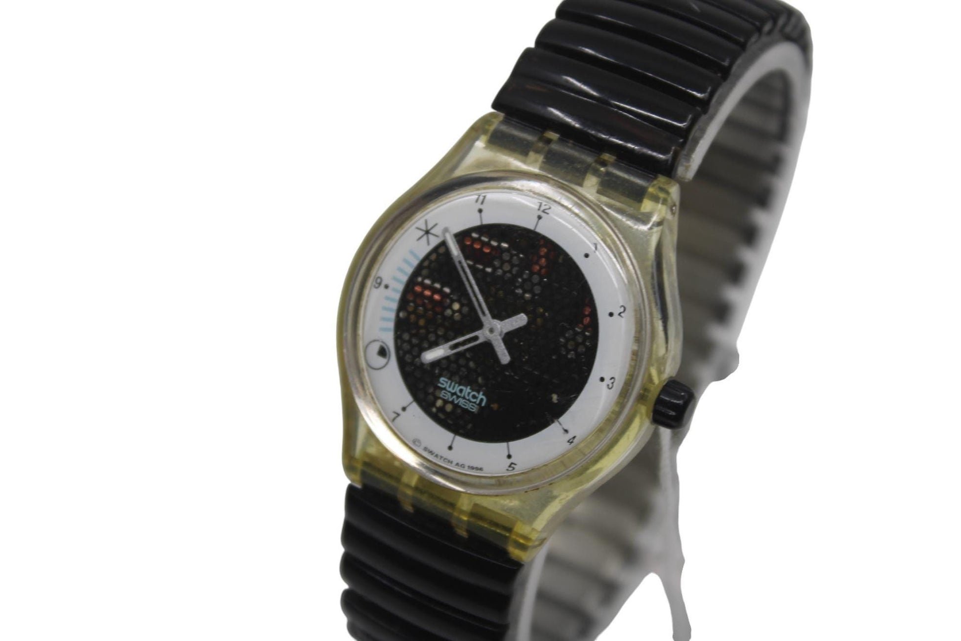 1997 Vintage Musicall Gents Swatch 'Time to Cook' SLK114, by Peter Gabriel, in good condition, working 100%, non-original strap
