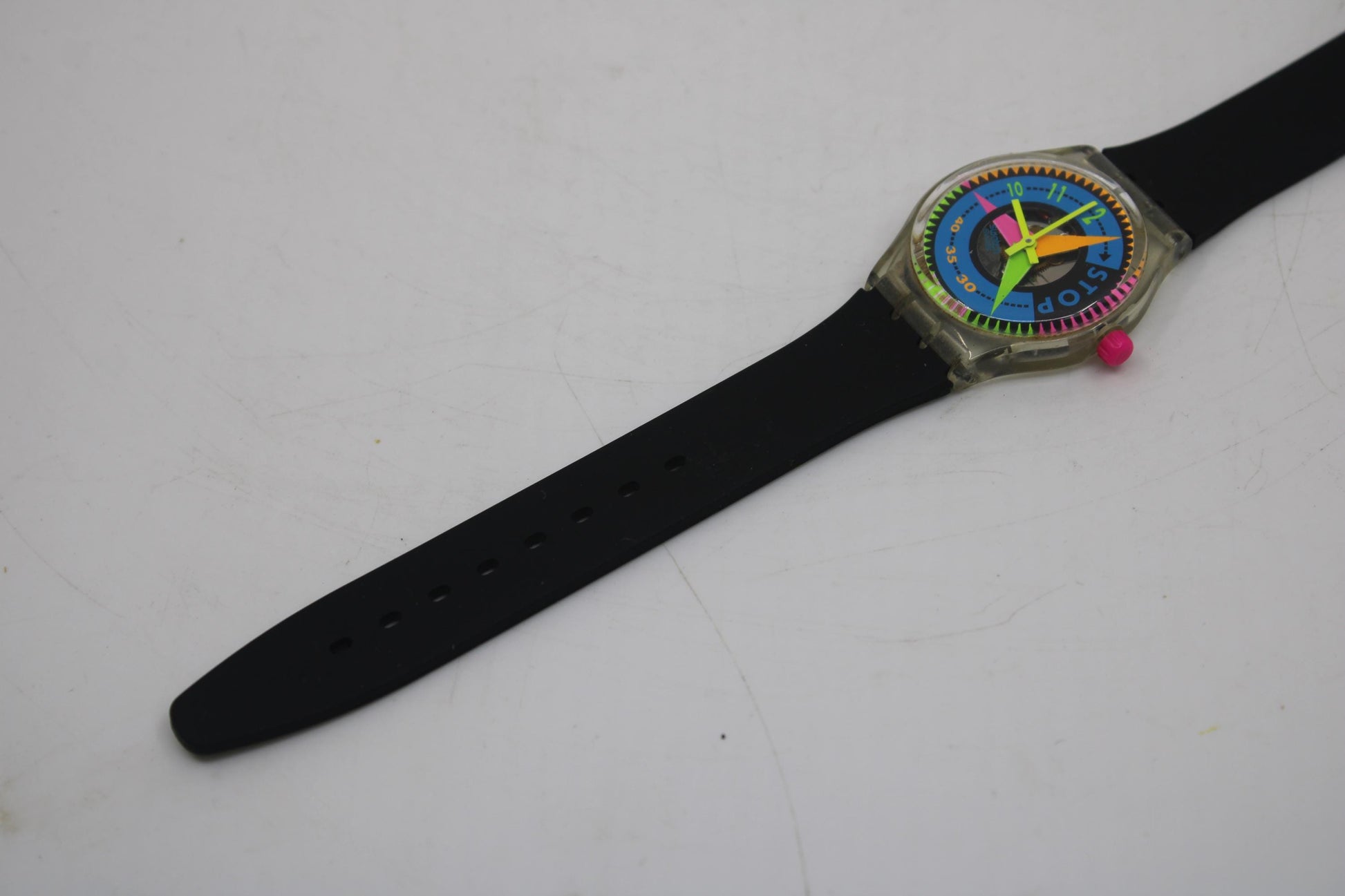 1994 Vintage Gents Stop Swatch 'Vitesse' SSK106, in good condition, working 100% with non-original strap