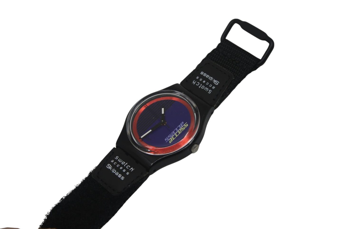 Vintage Gents Access Swatch 'Double Loop' SKB100, New Old Stock, Never Worn, Working 100%, Original Hook & Loop strap
