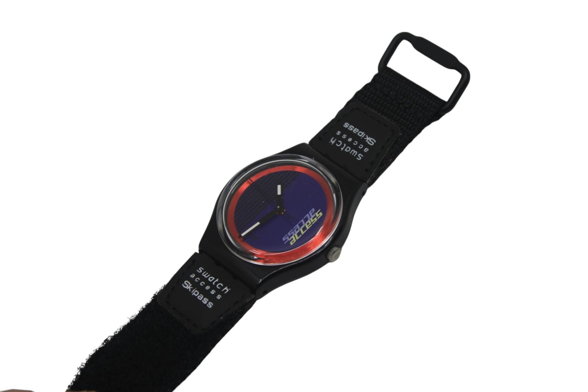 Vintage Gents Access Swatch 'Double Loop' SKB100, New Old Stock, Never Worn, Working 100%, Original Hook & Loop strap