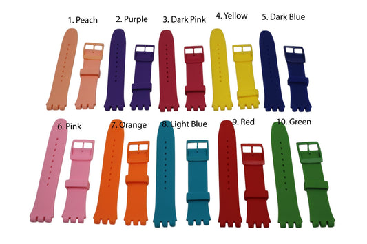 19mm Silicone strap for Swatch New Gents 41mm and others, choice of color
