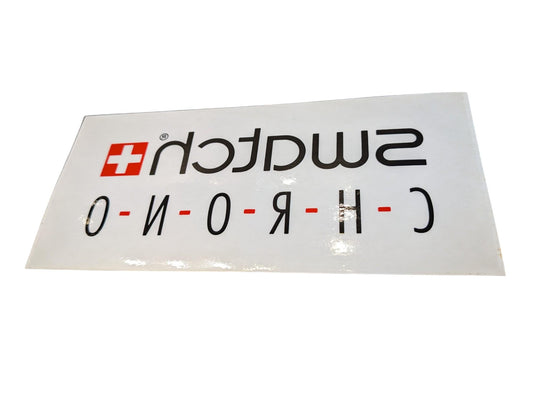 Swatch Vintage Mirrored Transparent Chrono Window Sticker, original and unused 80s, 90s