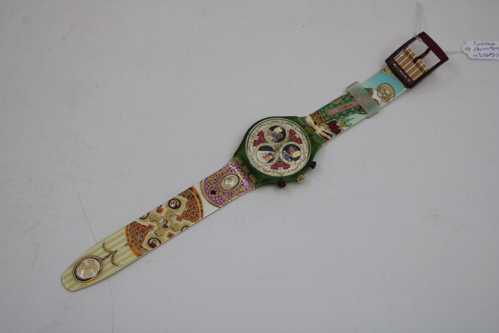 1995 'Russian Treasury' vintage Chrono Swatch SCG107, Unworn, Cracked Strap, working 100%
