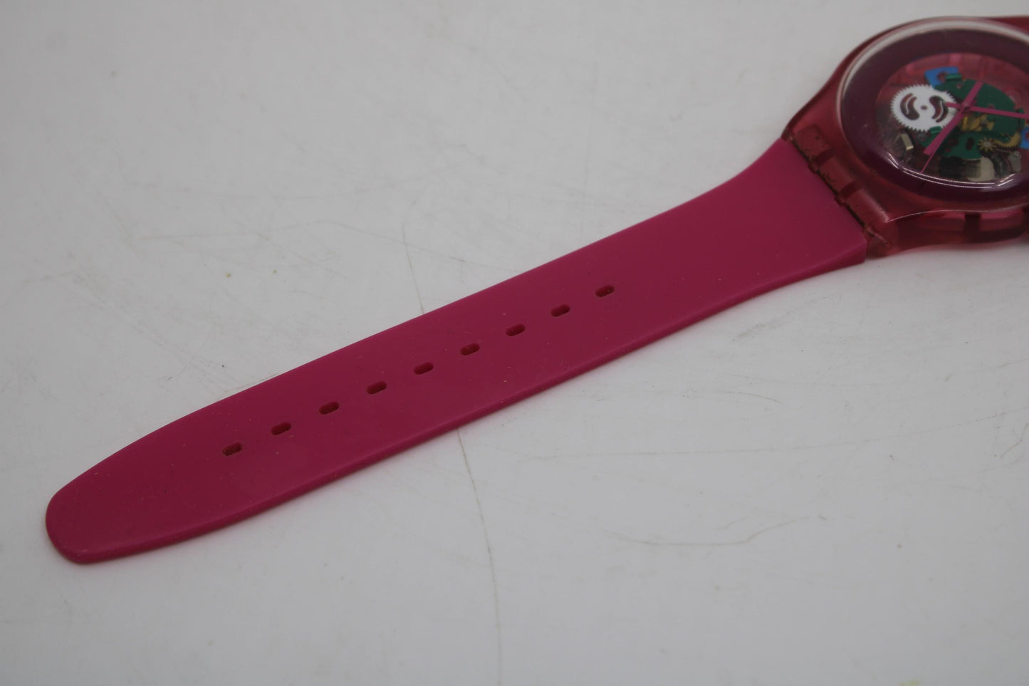 Vintage New Gents Swatch 'Pink Lacquered' SUOP100, in nice, used condition, working 100% with the original strap
