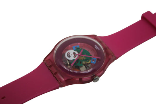 swatch 41mm new gents watch suop100 pink lacquered