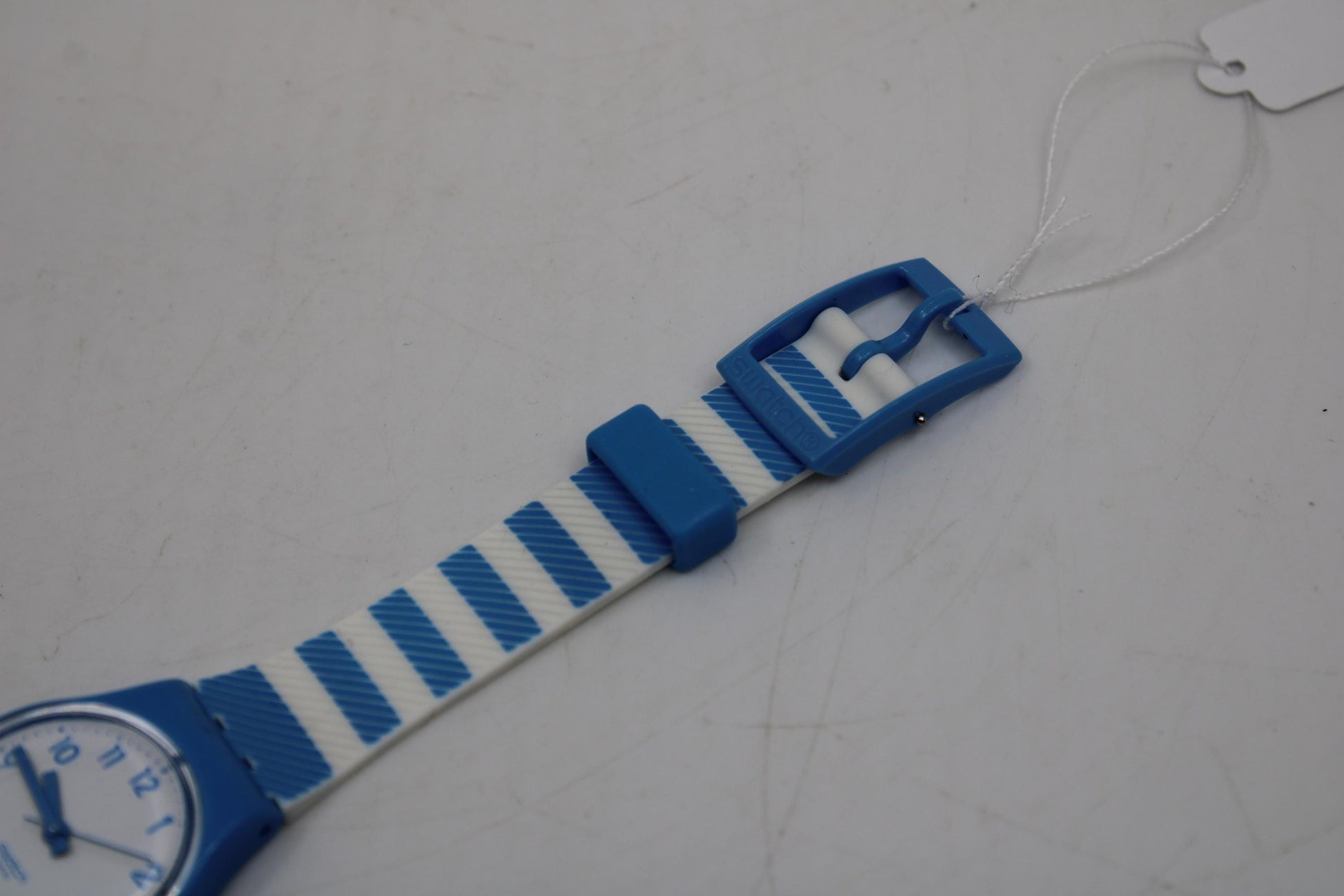 Vintage ladies Swatch, LS113, 'Blue Tracks' NO box, working 100%, Good Used Condition