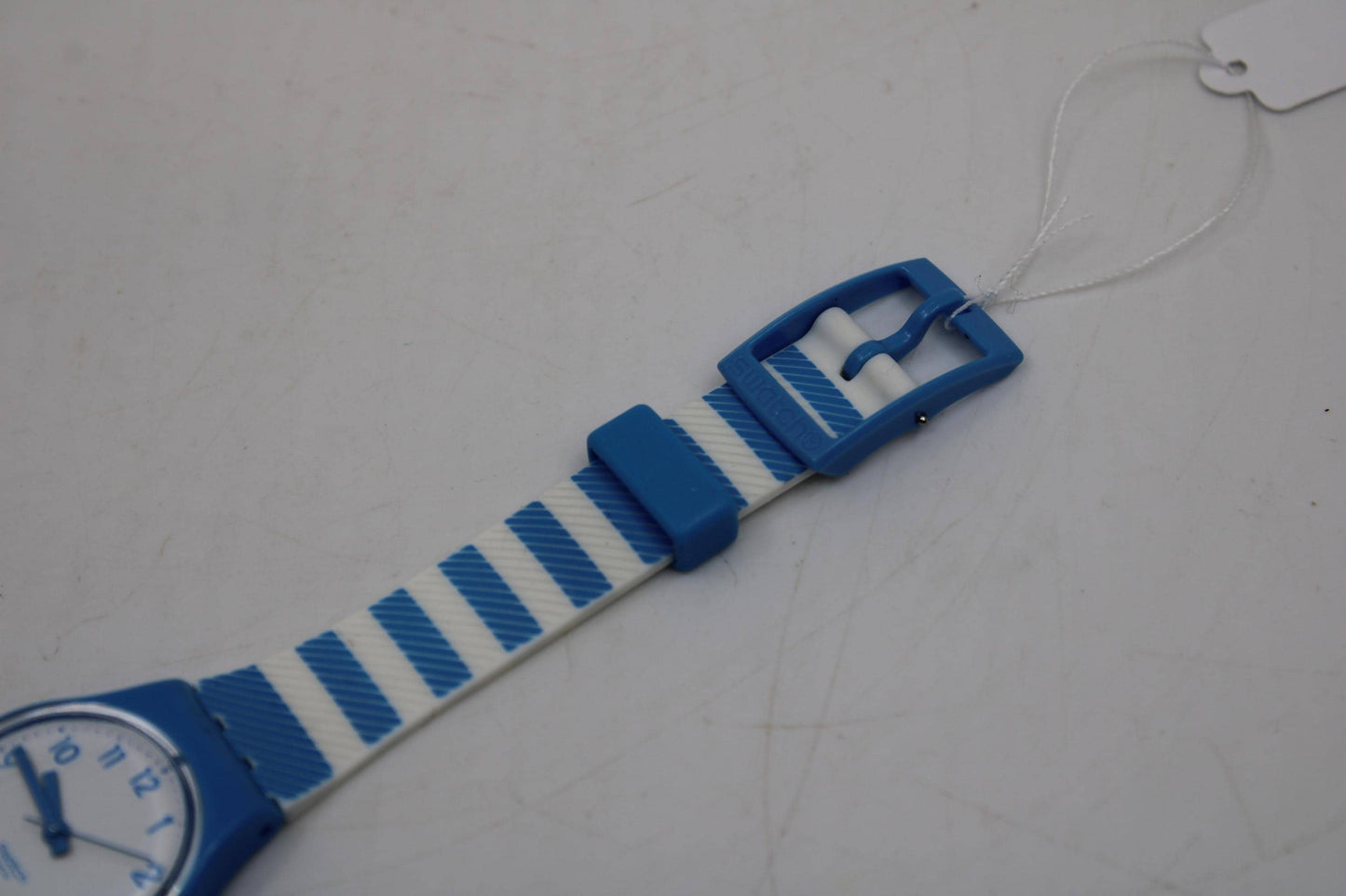 Vintage ladies Swatch, LS113, 'Blue Tracks' NO box, working 100%, Good Used Condition