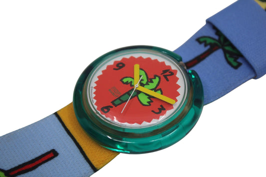 1993, Swatch, PopSwatch, 'Palmtree', PWK187, With strap and With popring, working 100%, BRANDNEW, Never Worn, Shop Dummy, Read description