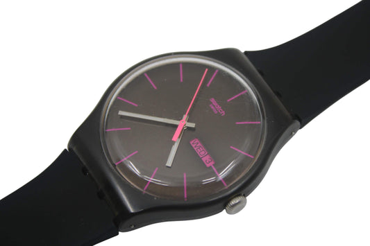 Swatch Watch 41mm New Gent 'Brown Rebel' SUOC700, Silicone strap, Working 100% Nice, Used Condition