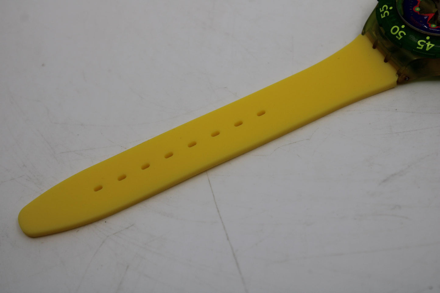 1993 Scuba SDJ101 'Bay Breeze', vintage Swatch, much used condition, working 100%, NON-ORIGINAL strap
