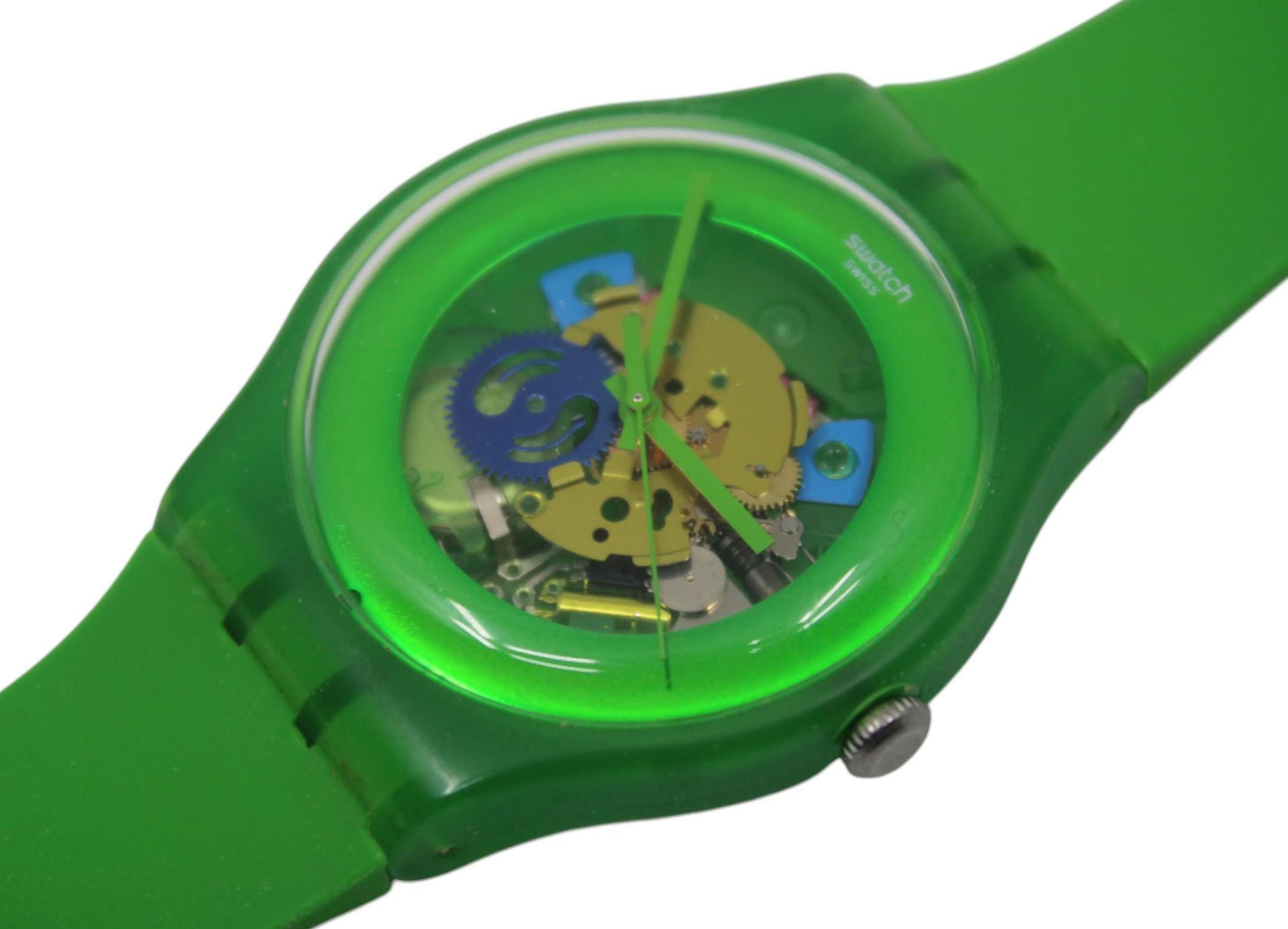 Green Lacquered, a nice new  gents, 41mm Swatch from the early 2000s, model number SUOG103