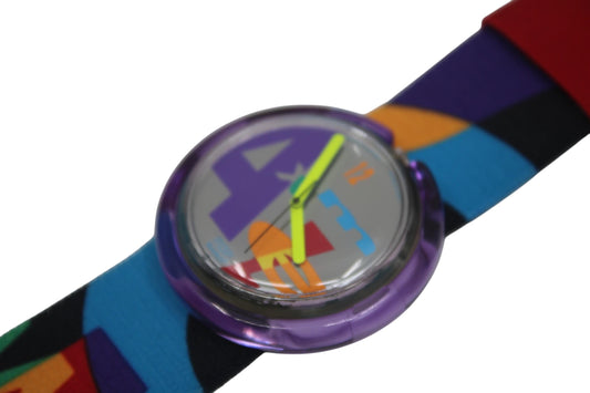 1991, Swatch, PopSwatch, 'Letterhead', PWK191, With strap and With popring, working 100%, BRANDNEW, Never Worn, Shop Dummy, Read description