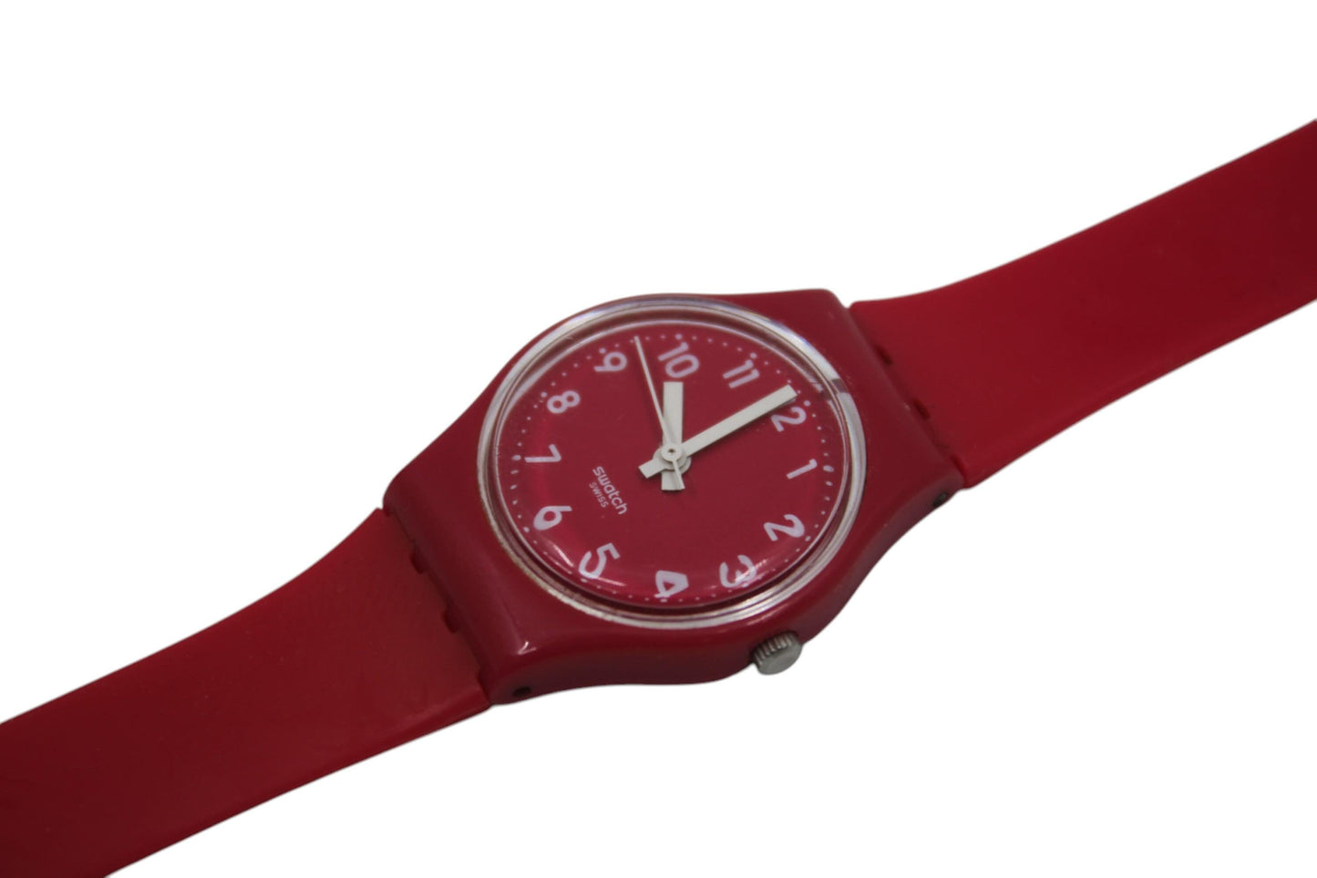 Bitter Cranberry Vintage ladies Swatch, LR124, NO box, working 100%, original long, double wrap strap