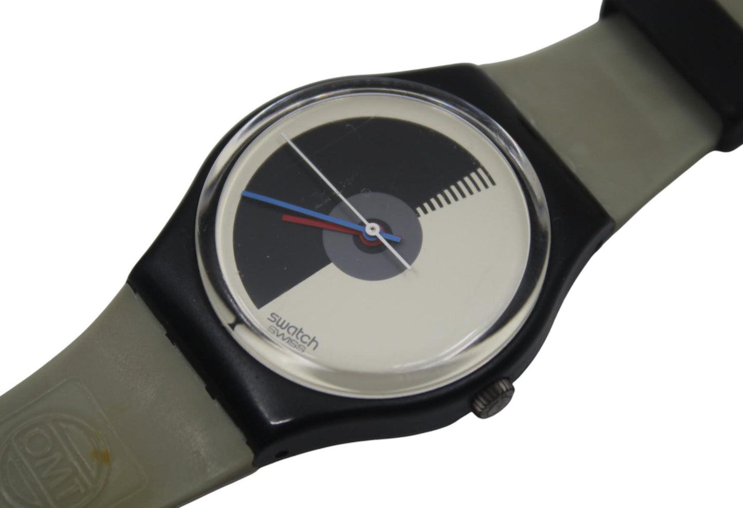 Vintage 1986 34mm Swatch watch called Mezza Luna, model number GB107