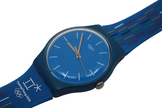 The Suoz277, Olympic New Gents, 41mm Swatch from 2018, called  the petit  batons