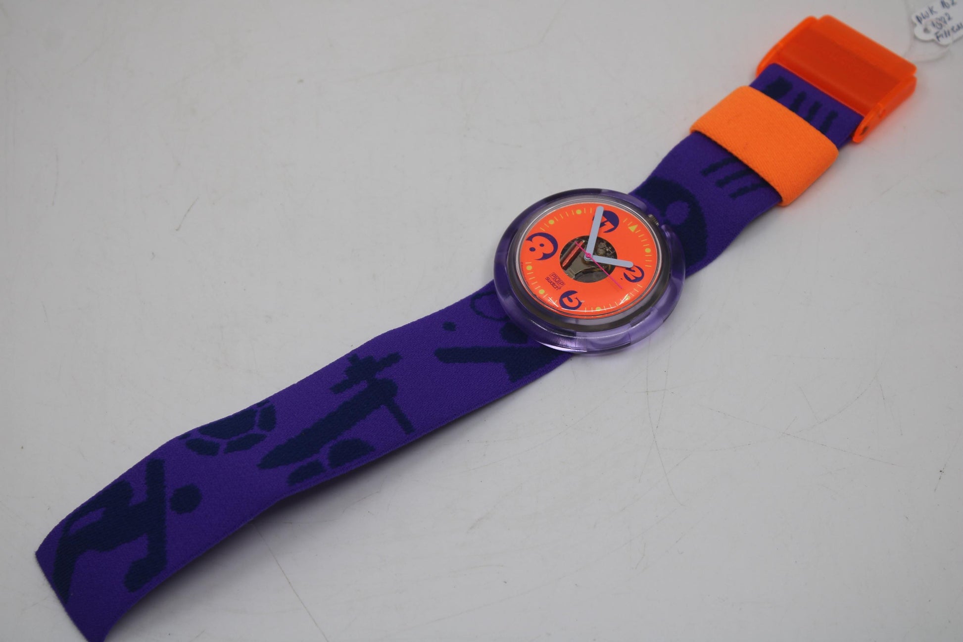 1992, Swatch, PopSwatch, 'Fitness Club', PWK162, With strap and With popring, working 100%, BRANDNEW, Shop Dummy, Read description