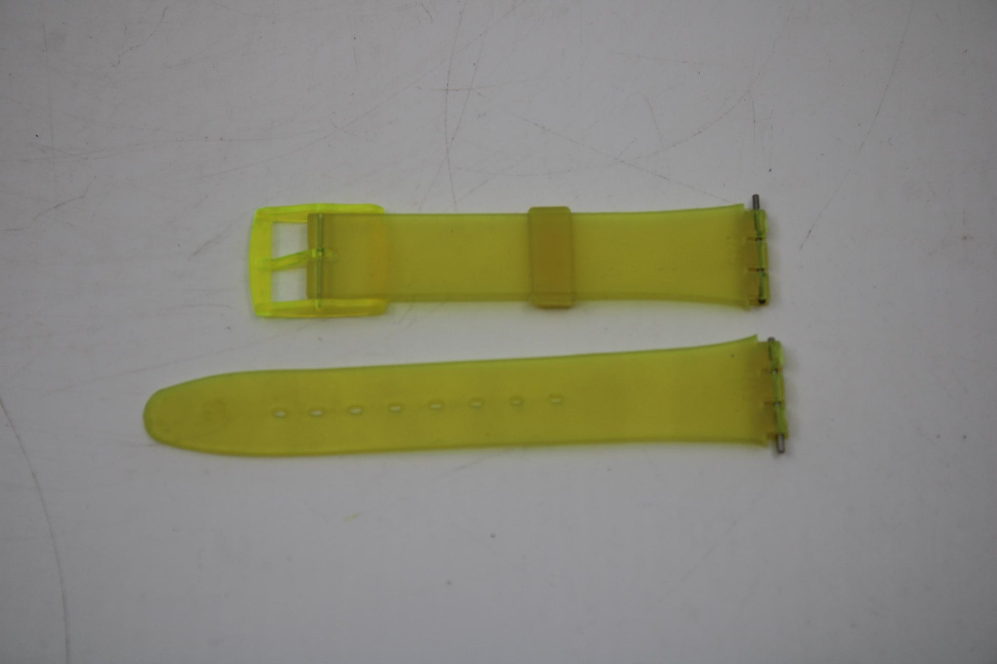 17mm non-original Gents Swatch strap, light yellow translucent, pins included