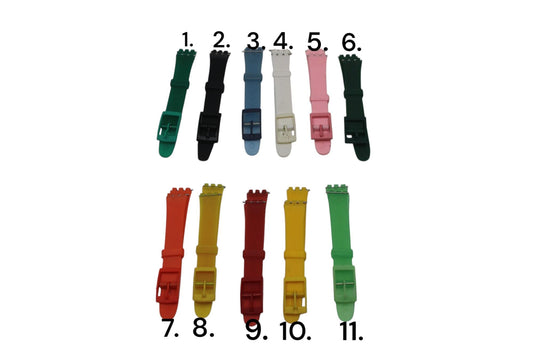 12mm Ladies Swatch strap, non-original, plastic, choice of colour
