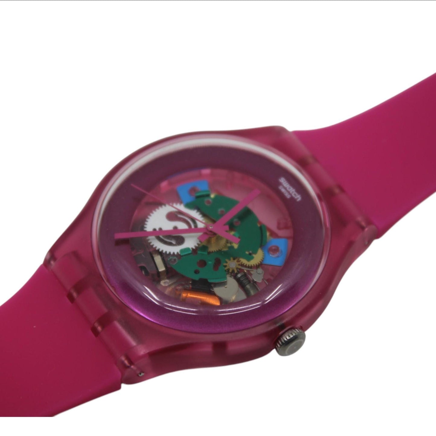 New Gents Swatch, 41mm, Pink Lacquered, model number SUOP100