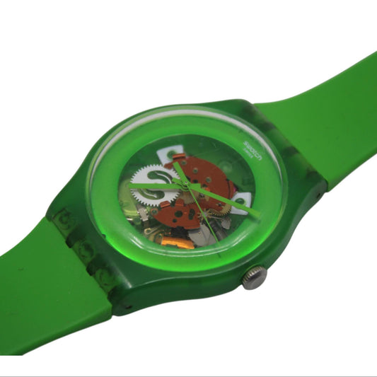 Vintage New Gents Swatch 'Green Lacquered' SUOG103, in nice, used condition, working 100% with the original strap